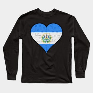 Salvadoran Jigsaw Puzzle Heart Design - Gift for Salvadoran With El Salvador Roots Long Sleeve T-Shirt